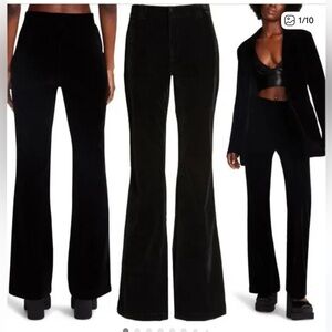 Steve Madden Black Velvet Flare-Leg Pants